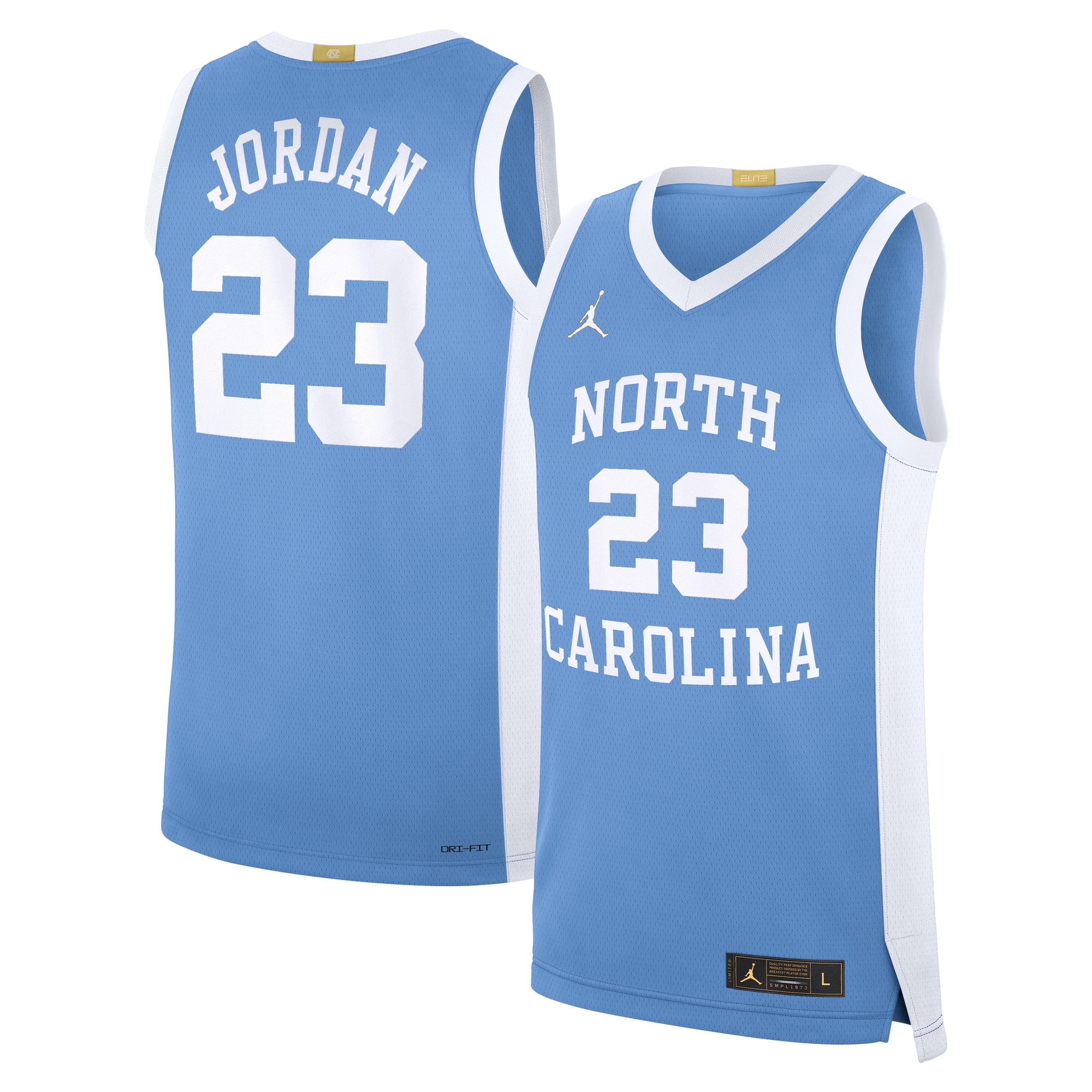 [NJP] Women's Michael Jordan North Carolina Tar Heels Road Replica Basketball Jersey - Carolina Blue