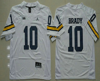 Men's Michigan UM White 2024 alternate jersey Tom Brady #10 replica