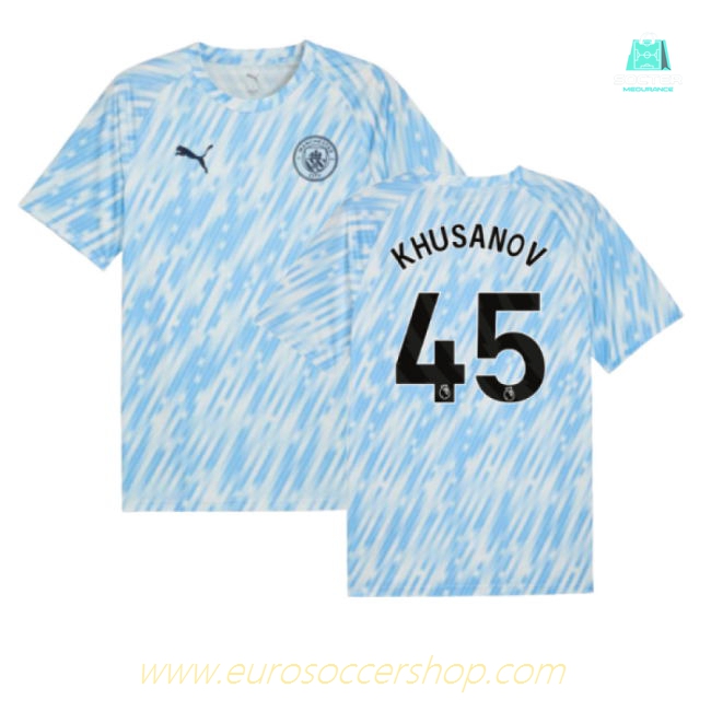2025-2026 Man City Warm Up Jersey (Silver Sky) (Khusanov 45)