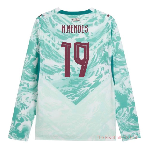 2026-2027 Portugal Long Sleeves Away Shirt (N.Mendes 19)