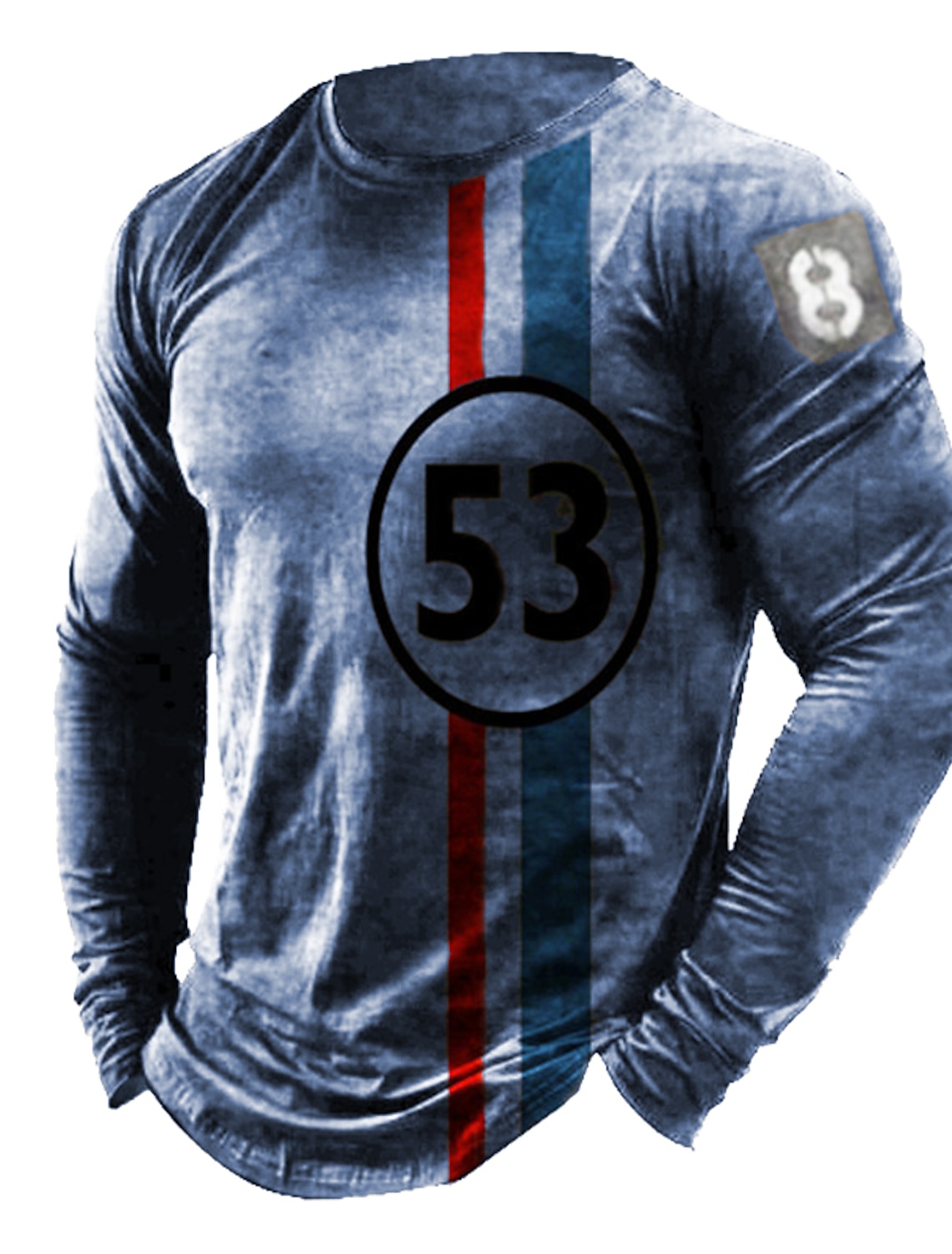 Men's Unisex Striped Graphic Prints T Shirt Distressed Long Sleeve 3D