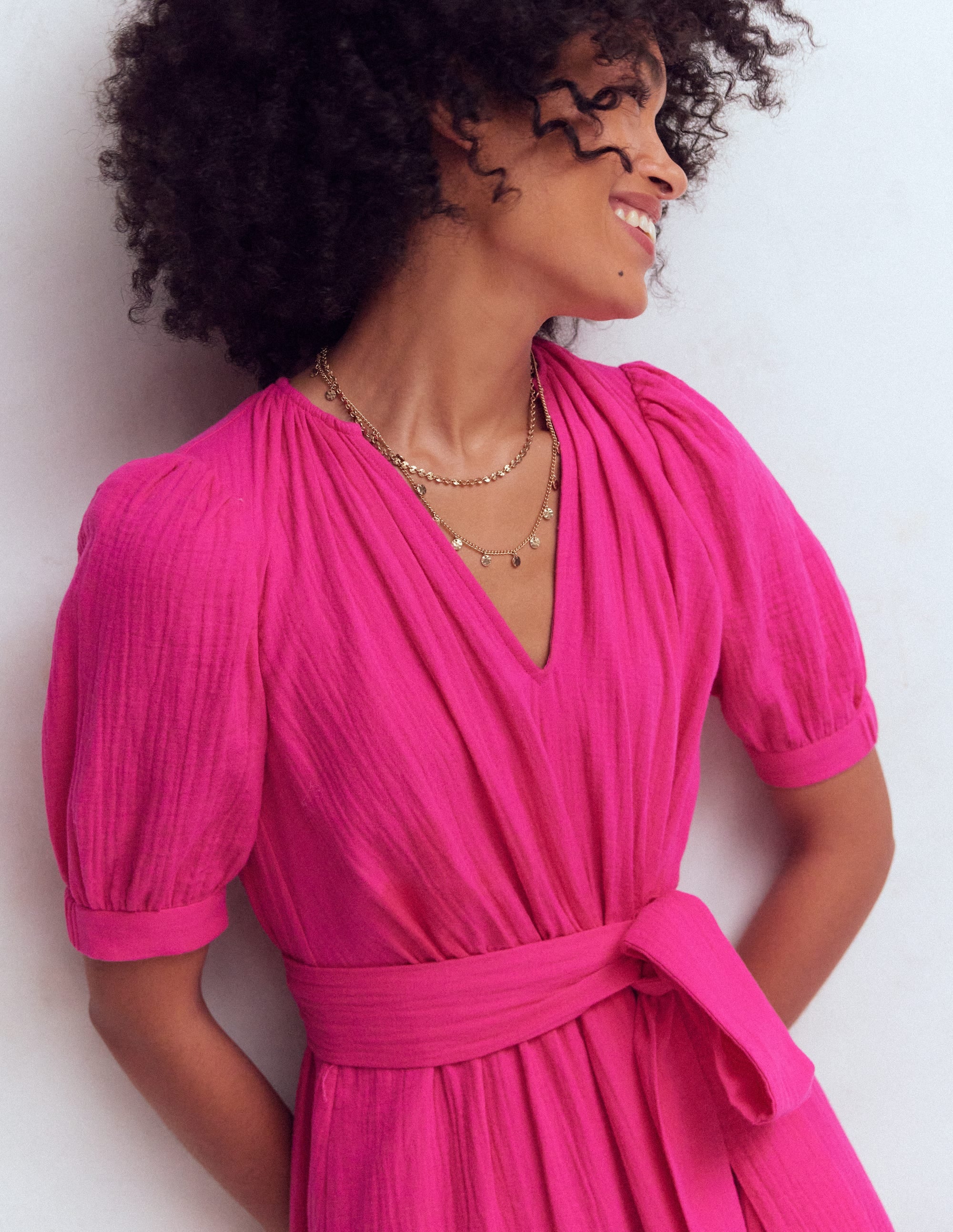 Double Cloth Puff Sleeve Dress