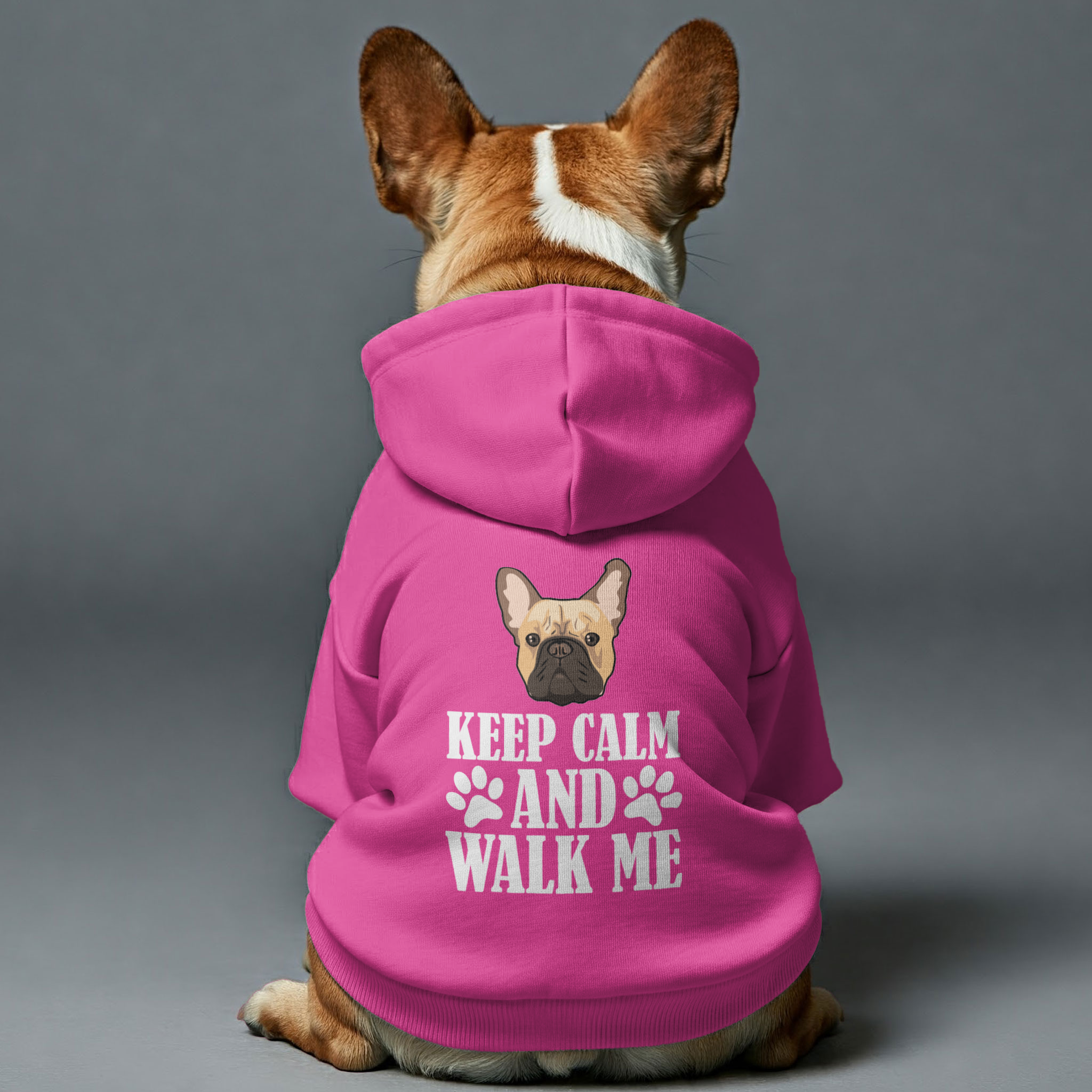 Keep Calm And Walk With Me - Trendy Personalized French Bulldog Hoodies With Funny Quotes – Stylish, Cozy, And Premium 100% Cotton For Frenchie Fans