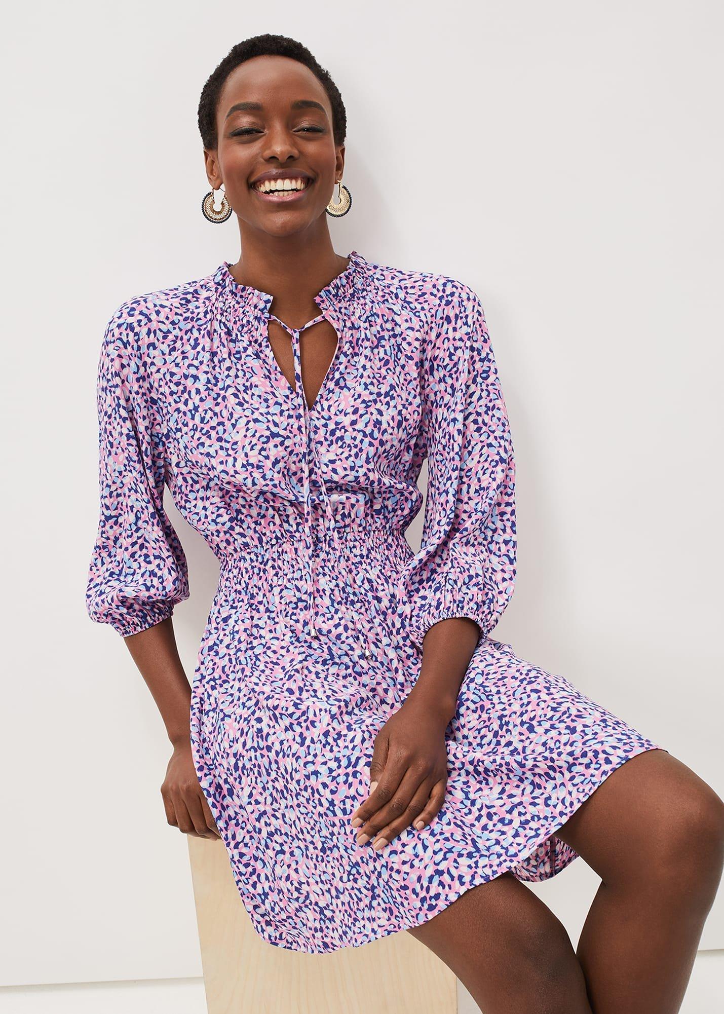 Phillipa Almond Print Short Dress