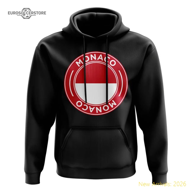 Monaco Football Badge Hoodie (Black) For Ligue 1 Fans For Ligue 1 Fans