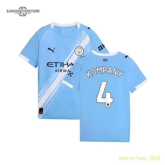 Man City Kids Kompany Soft Jersey Performance Fabric Breathable