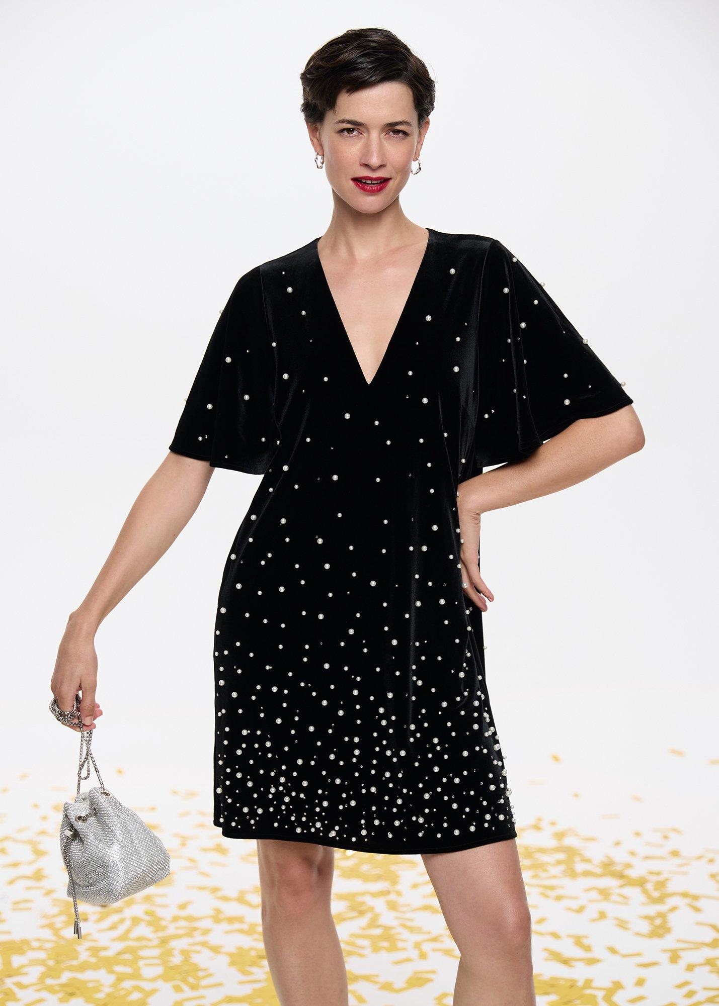 Pennie Velvet Pearl Tunic Dress