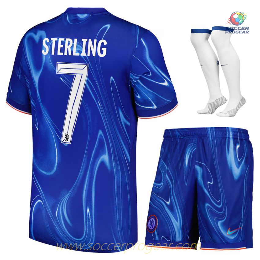 Chelsea Children's Edition Home Soccer Kit Football Jersey 2024-25 Edition Sterling