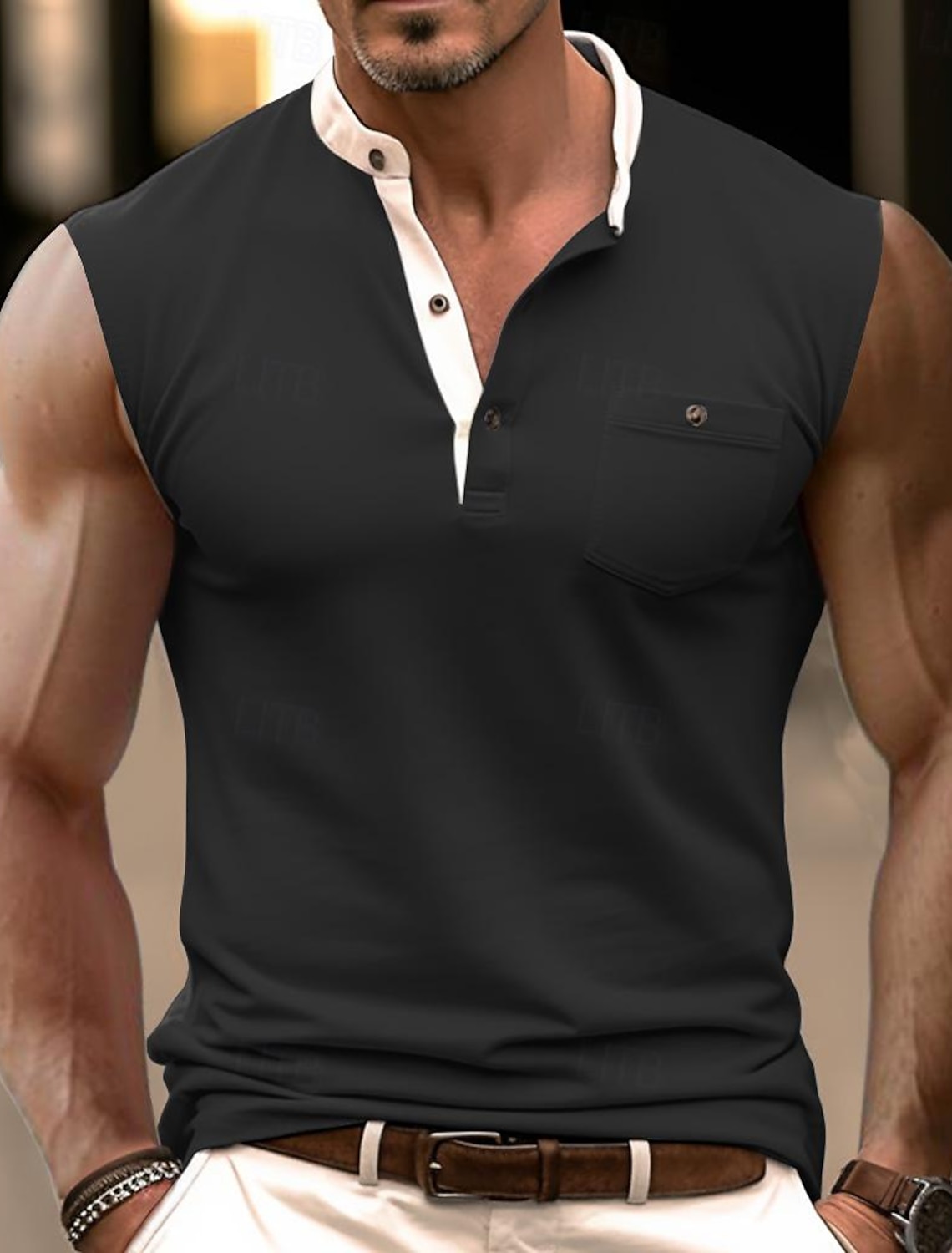 Men's Tank Top Henley Shirt Vest Top Undershirt Sleeveless Henley Summer Plain Fashion Designer Muscle Buttons Outdoor Gym Going out Black Top Tee for Men