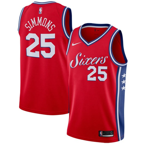 Red Nike Philadelphia 76ers #25 76ers Jersey - Breathable Material