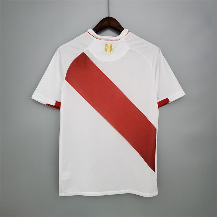 Quick Dry Peru 2020 Home White Soccer Jersey Football Shirt