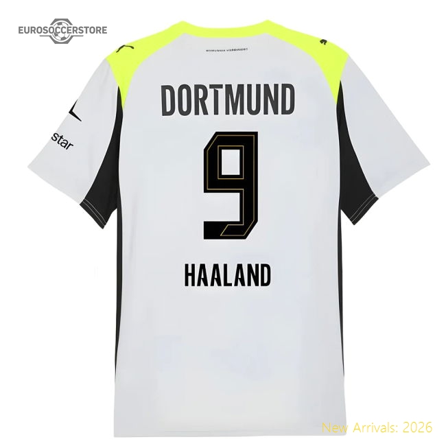 Professional-Grade 2025-2026 Borussia Dortmund Away Shirt (Haaland 9)