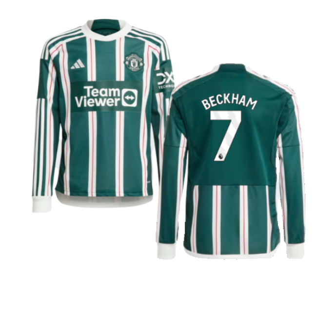 replica 2023-2024 Man Utd Away Long Sleeve Shirt (Kids) (Beckham 7)