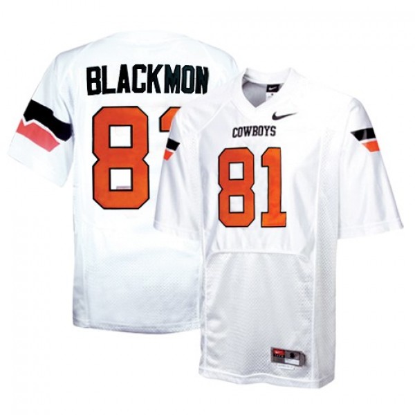 Men Oklahoma State Cowboys #81 Justin Blackmon White Nike Stitch Jersey