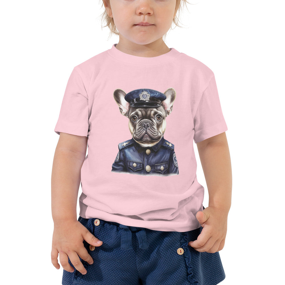 French Bulldog Policeman Frenchie Toddler Staple Tee Courageous And