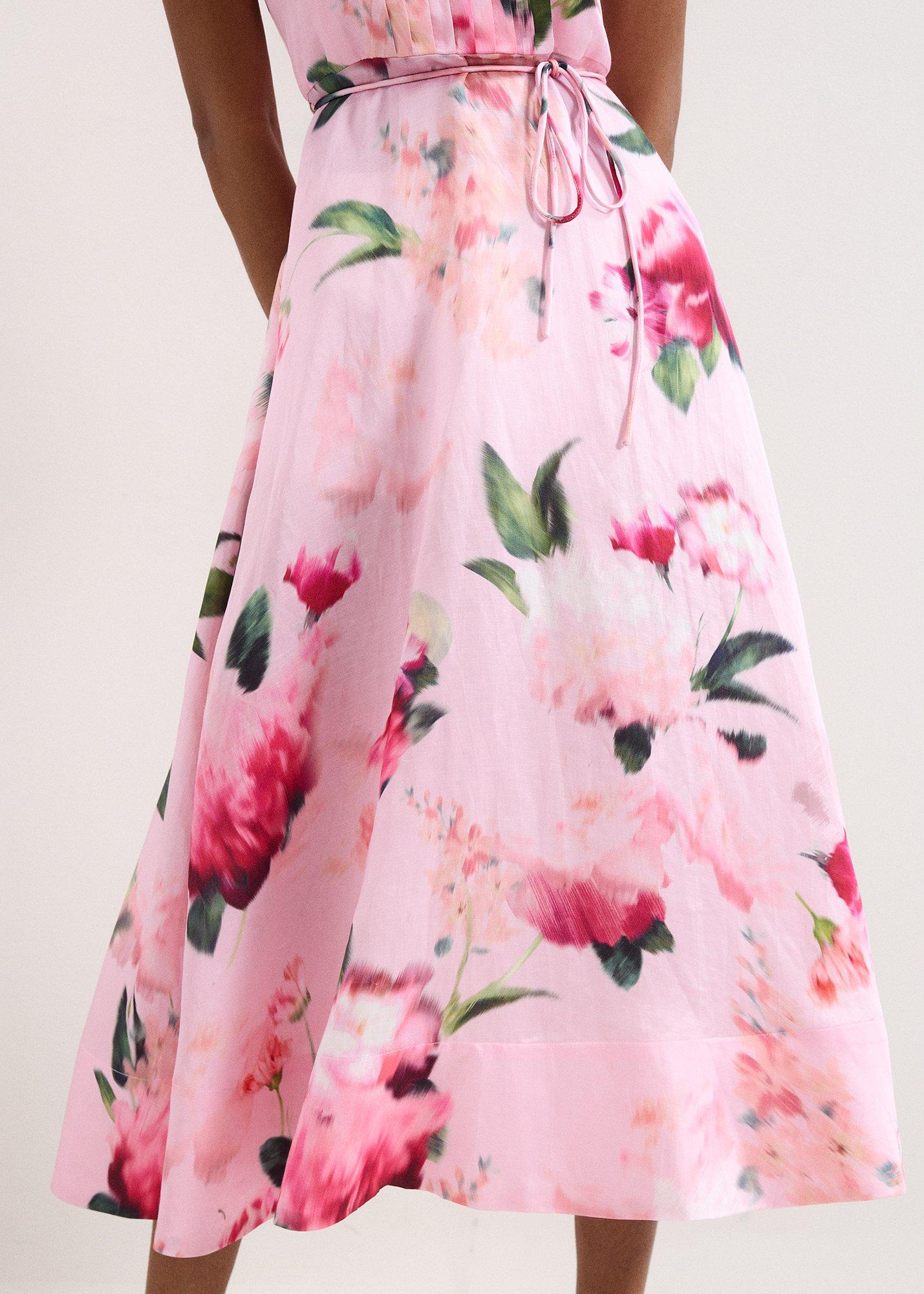 Petite Bethany Pink Floral Midi Dress
