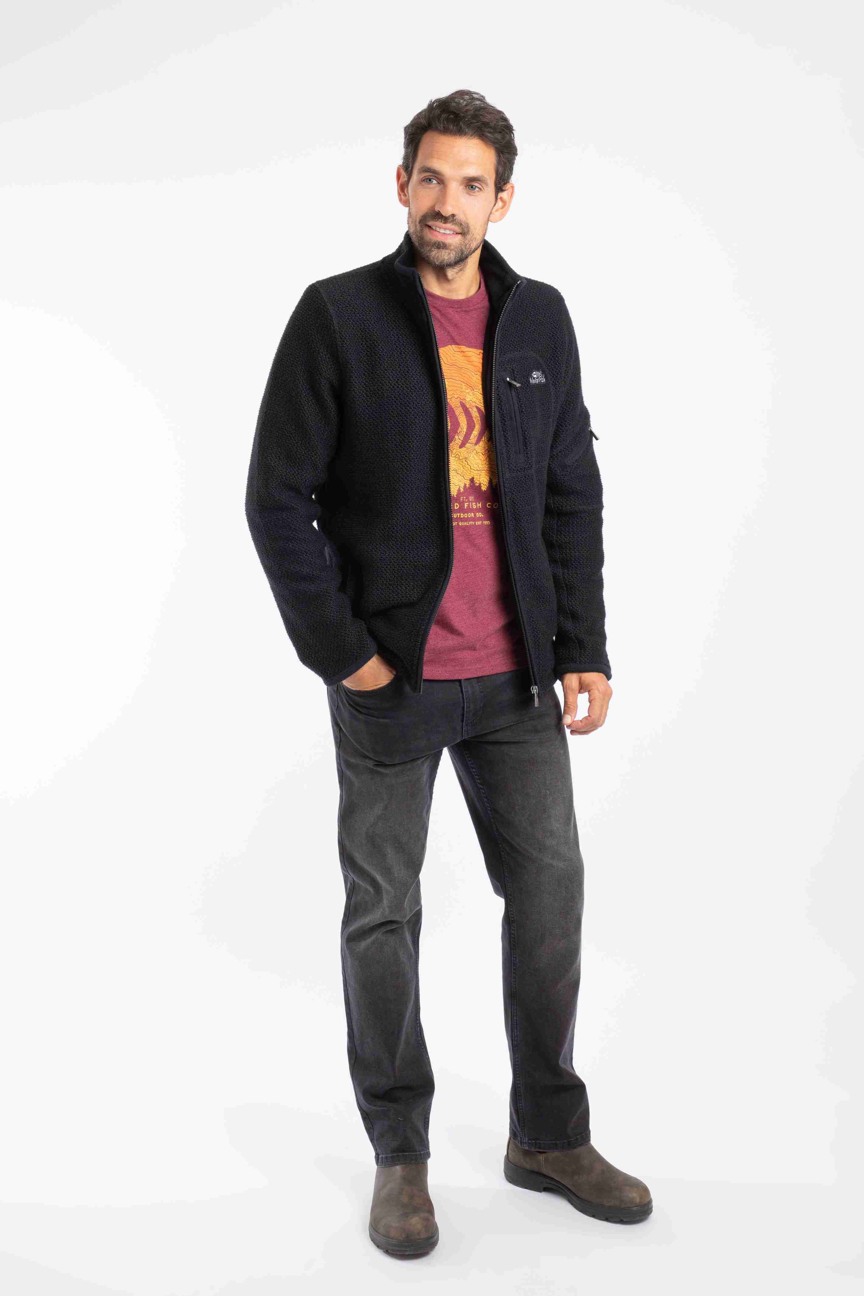 Berhan Full Zip Lined Macaroni Sweatshirt Black