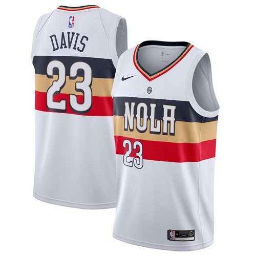 Nike Pelicans White Anthony Davis #23 Jersey - On Sale NBA Fan Apparel