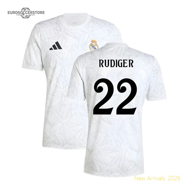 Premium 2024-2025 Real Madrid Pre-Match Shirt (White) (Rudiger 22)