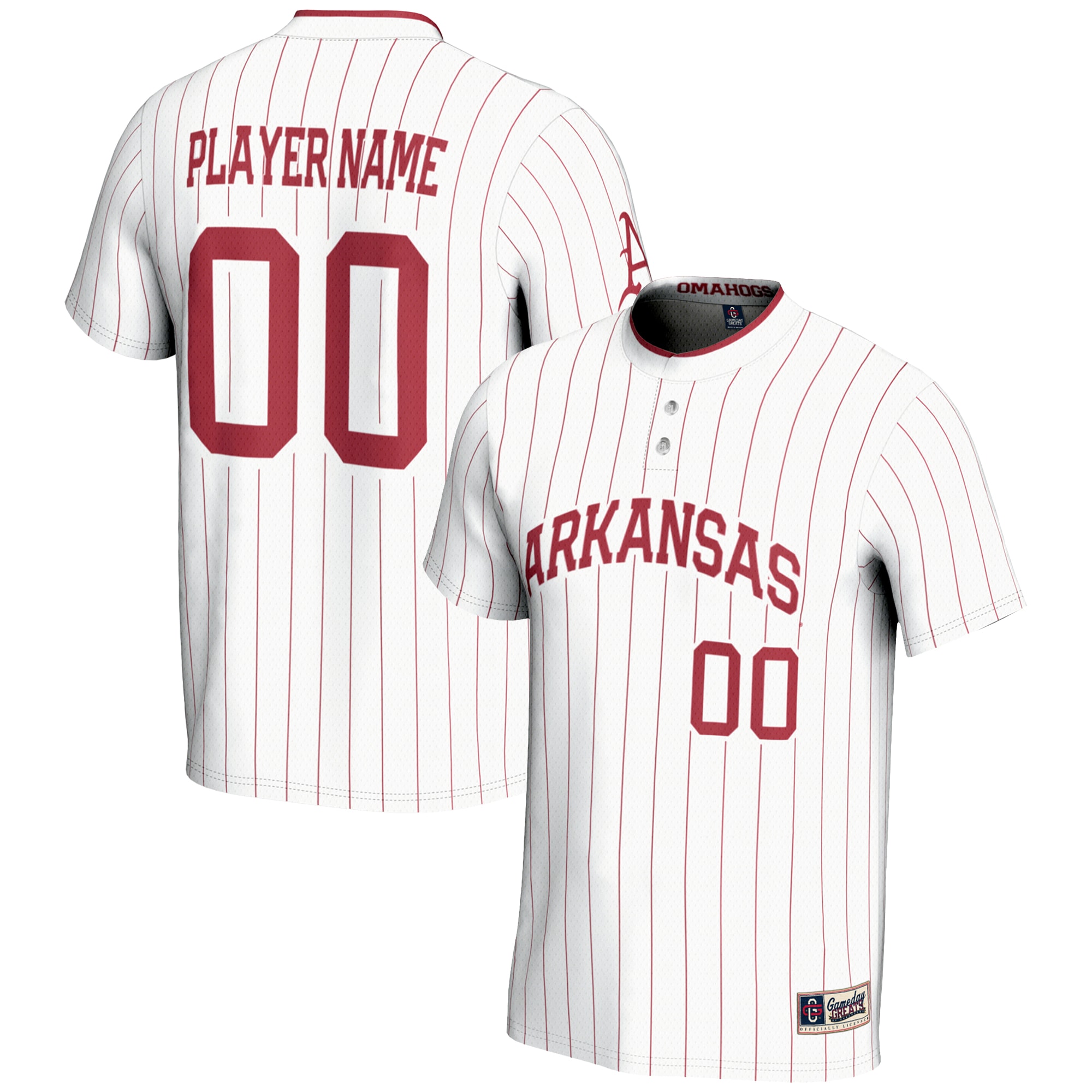 [NJP] Arkansas Razorbacks GameDay Greats NIL Pick-A-Player Lightweight Softball Jersey - White