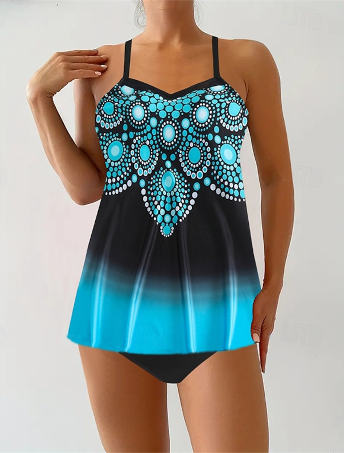 Women's Tankini Two Piece Swimsuit V Neck Swimwear Swimwear Yellow Royal Blue Breathable Quick Dry Lightweight Sleeveless - Swimming Surfing Beach Summer Spring Plus Size