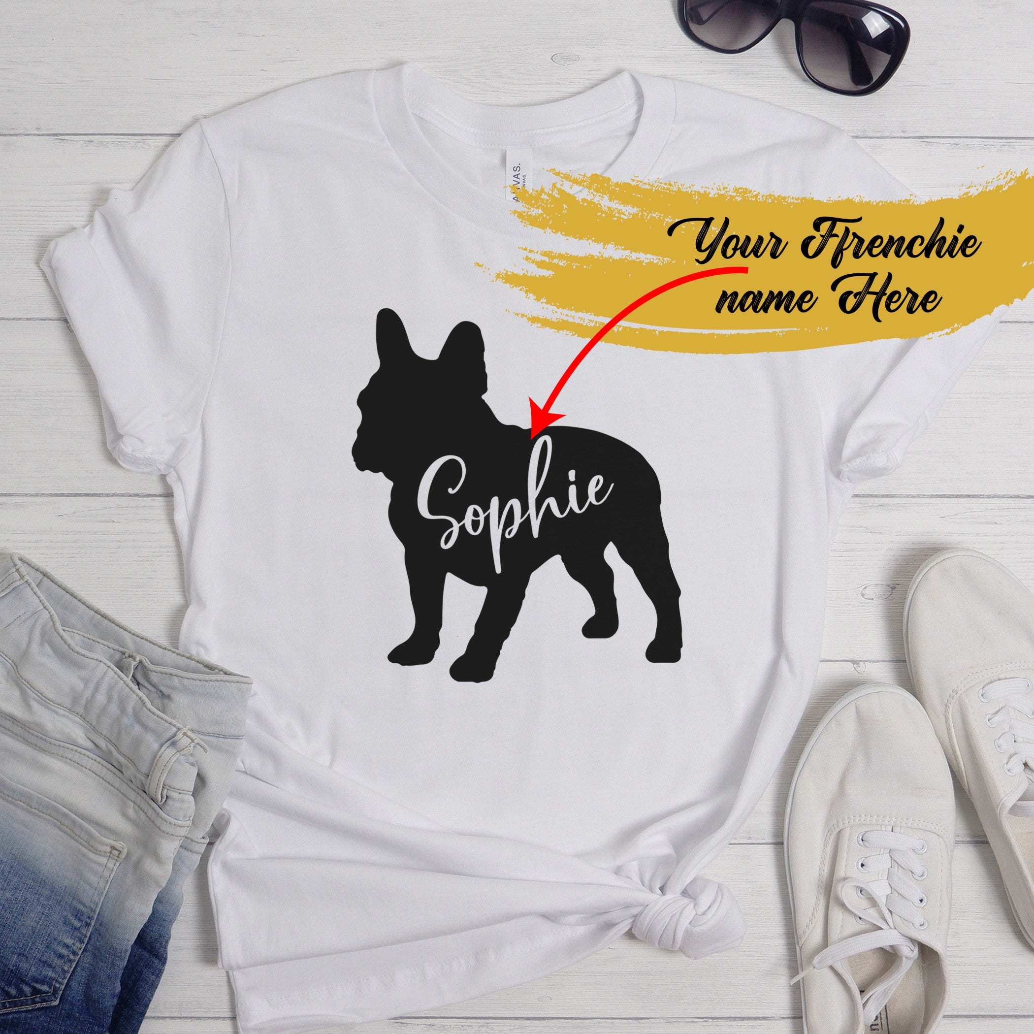 personalized T-shirt with Frenchie Name - Unisex Tshirt