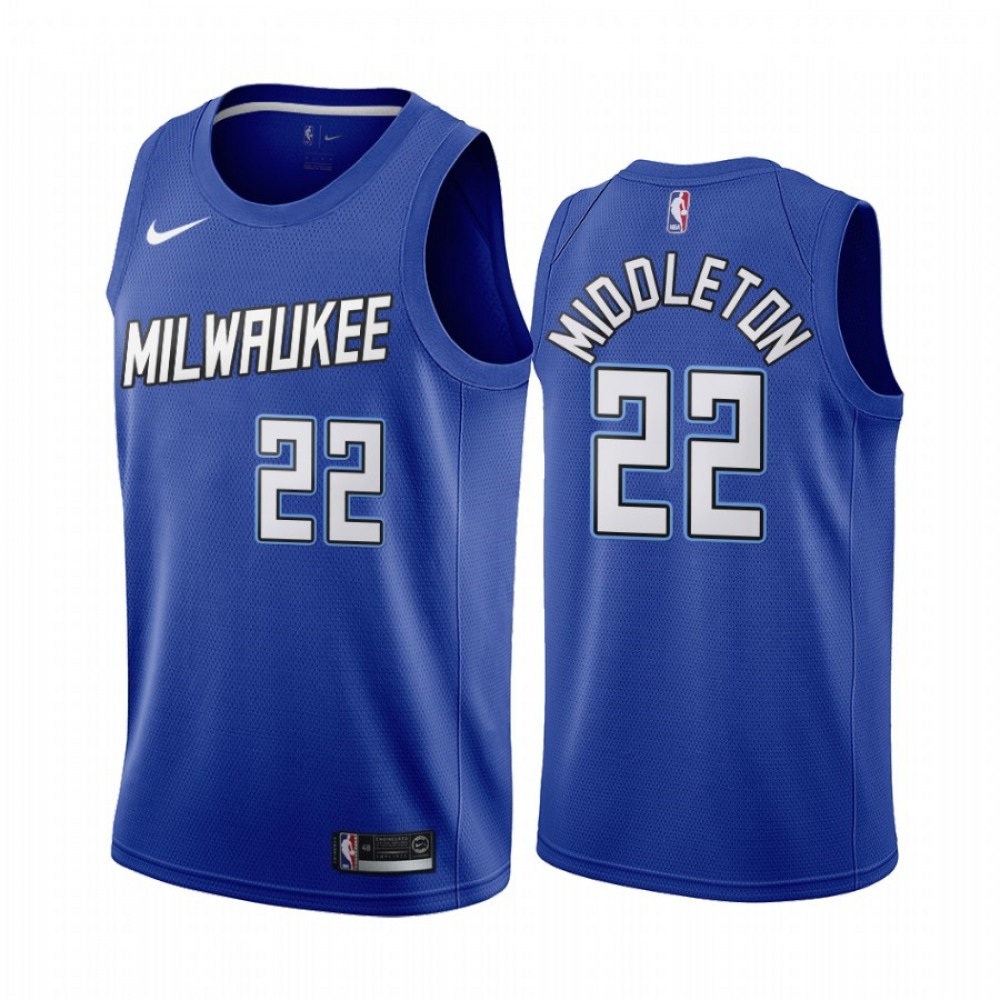 Fan Favorite Game-Ready Men's Bucks #22 Khris Blue Basketball Jersey