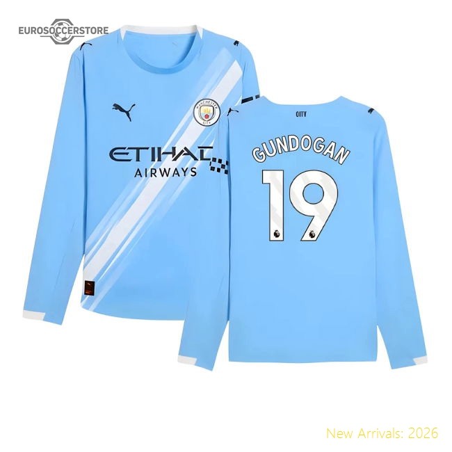 Sleeve Home Shirt Gundogan 19 2025-2026 Man City Licensed Long