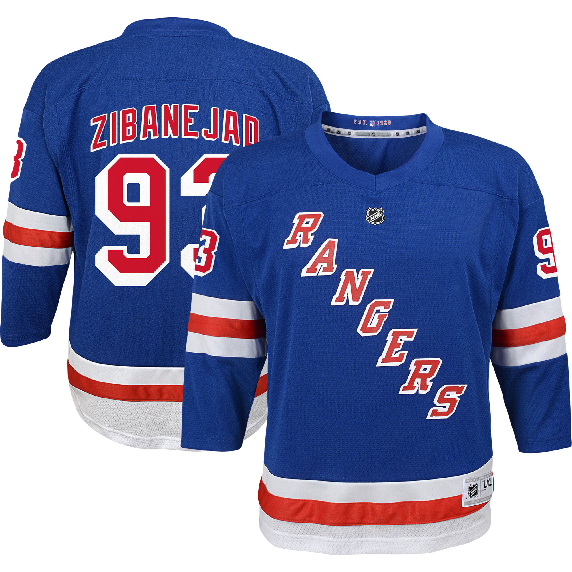 [LK] Mika Zibanejad New York Rangers Youth Home Replica Player Jersey - Blue