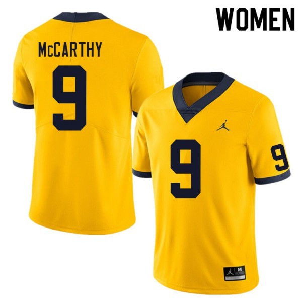 Women Michigan Wolverines Yellow #9 Jordan Yellow Performance Football