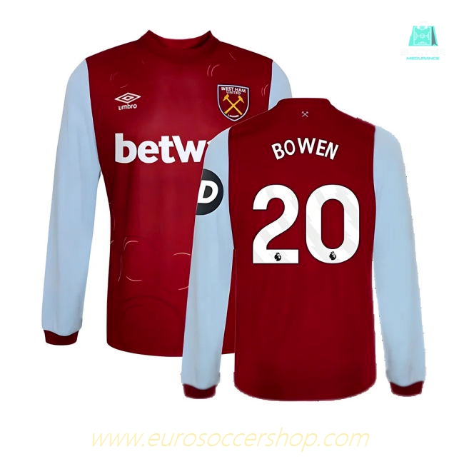 2023-2024 West Ham Long Sleeve Home Shirt (BOWEN 20)