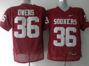 Men's OU OK Red 2024 embroidered Owens Red #36 team authorized Jersey