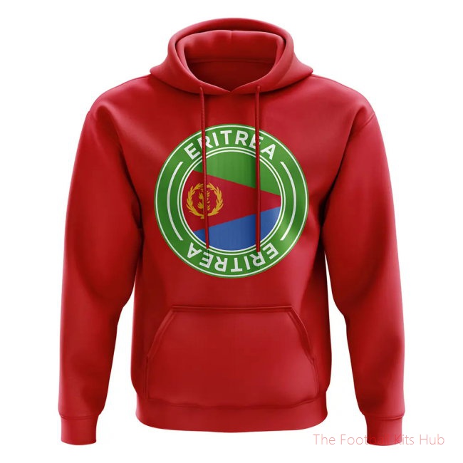Men Eritrea Football Badge Hoodie (Red)