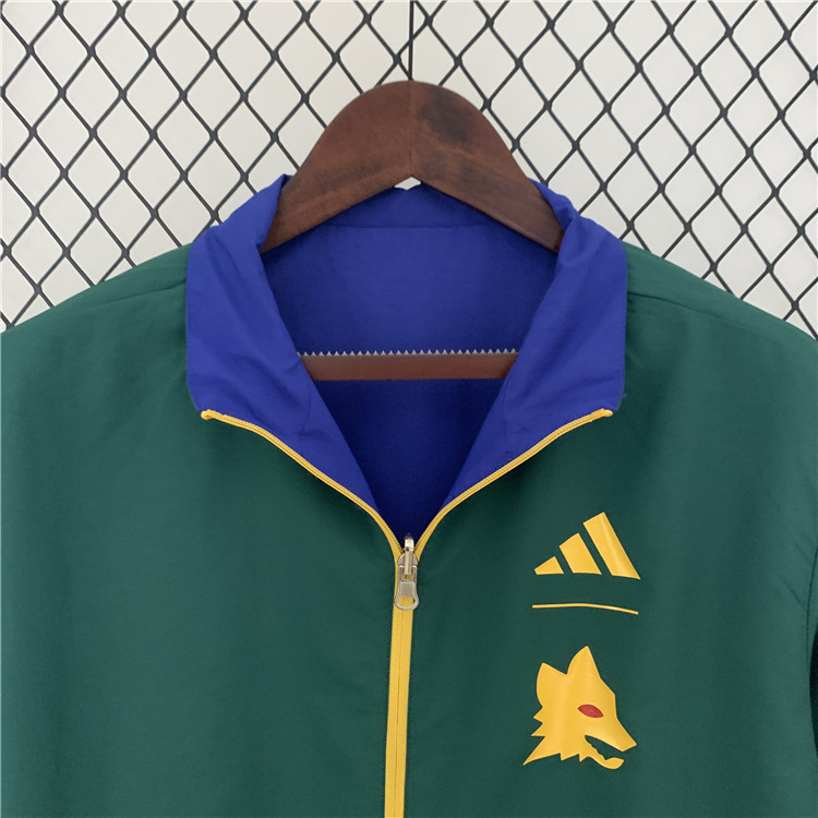 AS Roma 2324 Reversible Trench Jacket GreenBlue - Official Replica