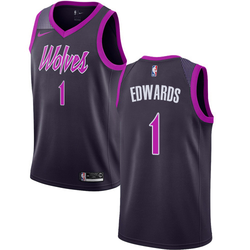 MIN #1 Anthony Edwards Professional 2018 City NBA Jersey - Purple