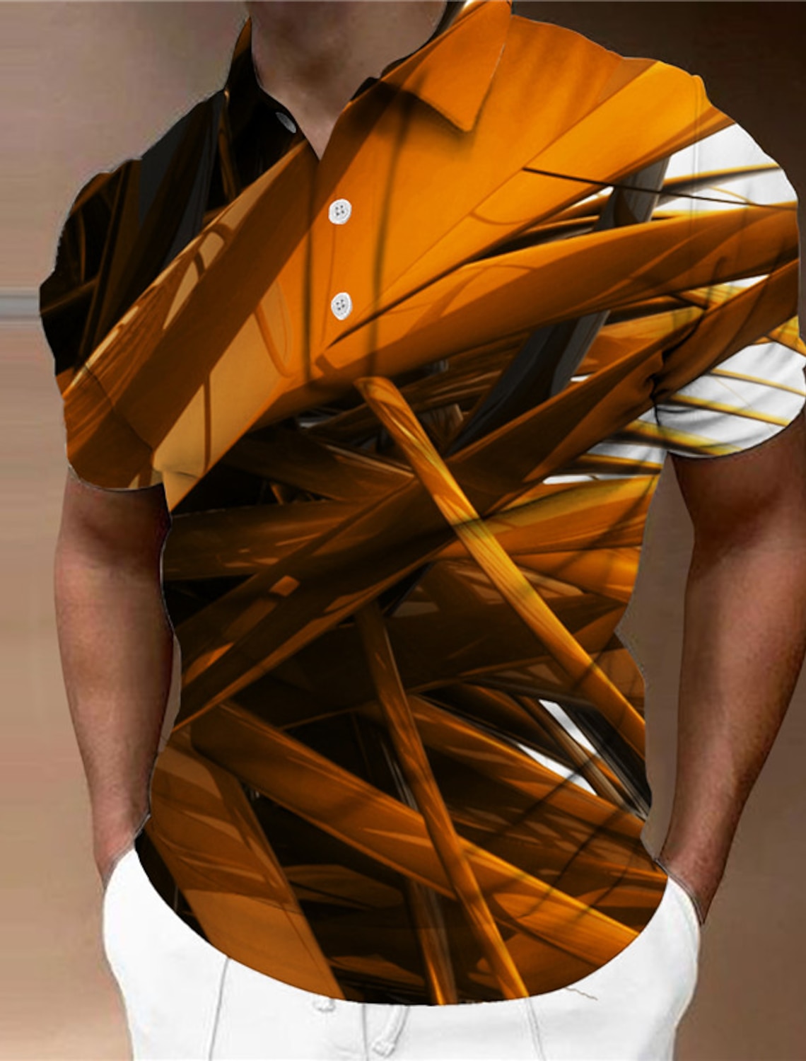 Men's Geometric Polo Shirts Golf Shirt Short Sleeve Polo Shirts Collared Shirts Business Casual Vacation Wear Formal Wear Festival Wear Buttons 3D Print Yellow Red Blue