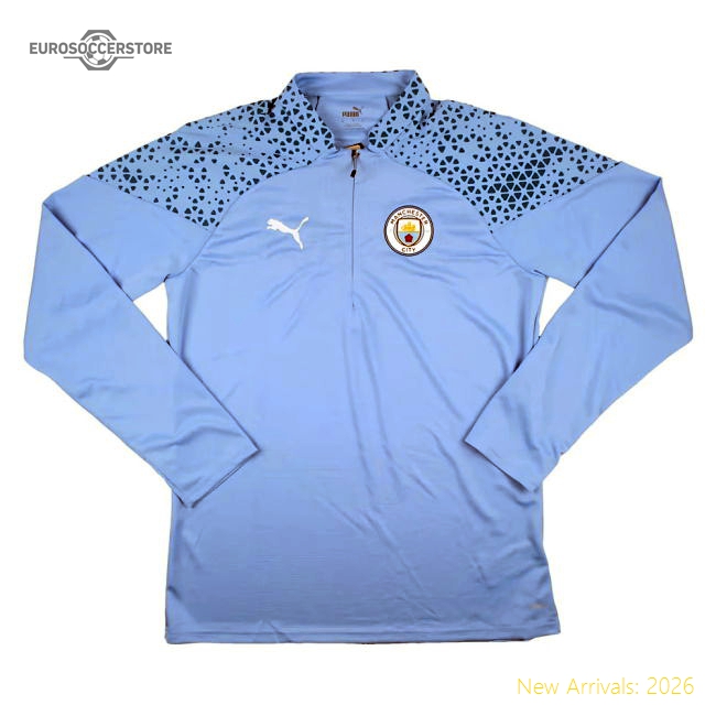 2023-2024 Man City Training Authentic Half Zip Top Pro Light Blue