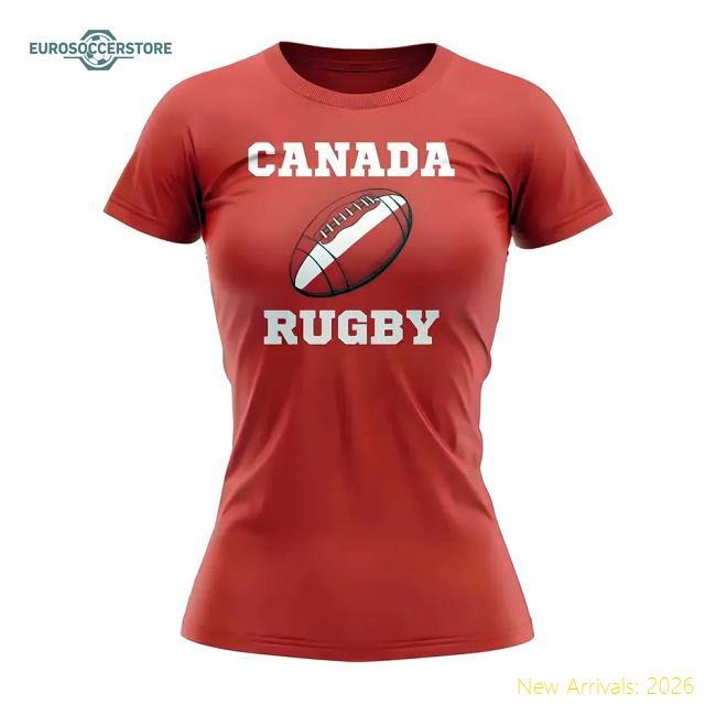 Canada Rugby Ball T-Shirt (Red) - Ladies