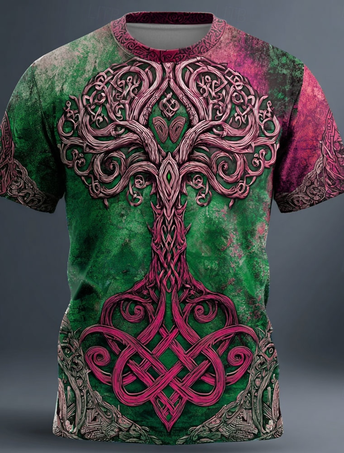 Men's 3D Celtics Tree Of Life T Shirt Short Sleeve T shirt 3D Print Crew Neck Shirt Viking Designer Party Street Blue Yellow Red Summer Spring Clothing Apparel S M L XL XXL XXXL