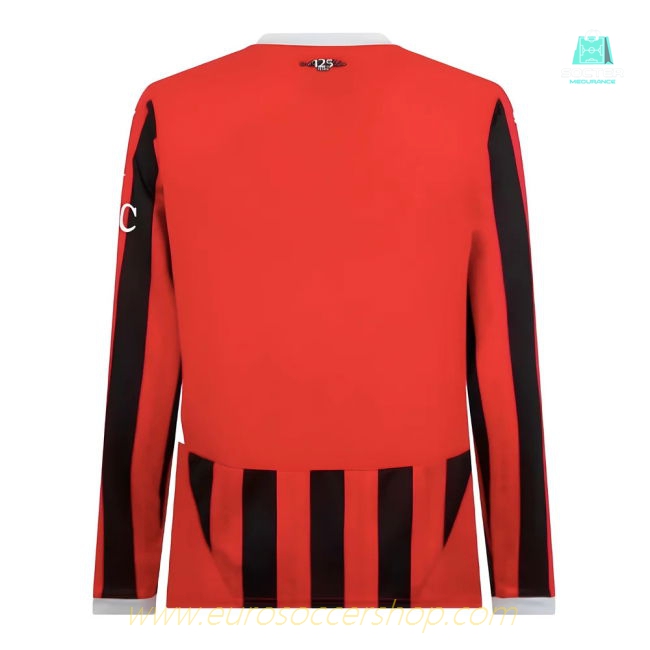 2024-2025 AC Milan Home Long Sleeve Shirt (Your Name)