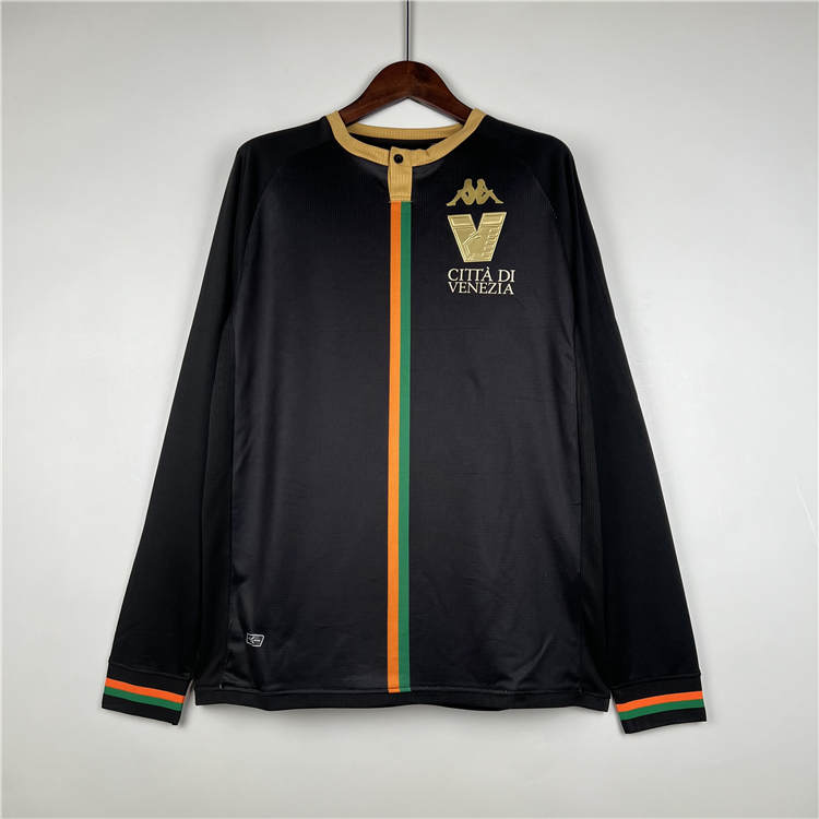 Lightweight Venezia FC 2324 Home Black Long Sleeve Soccer Jersey