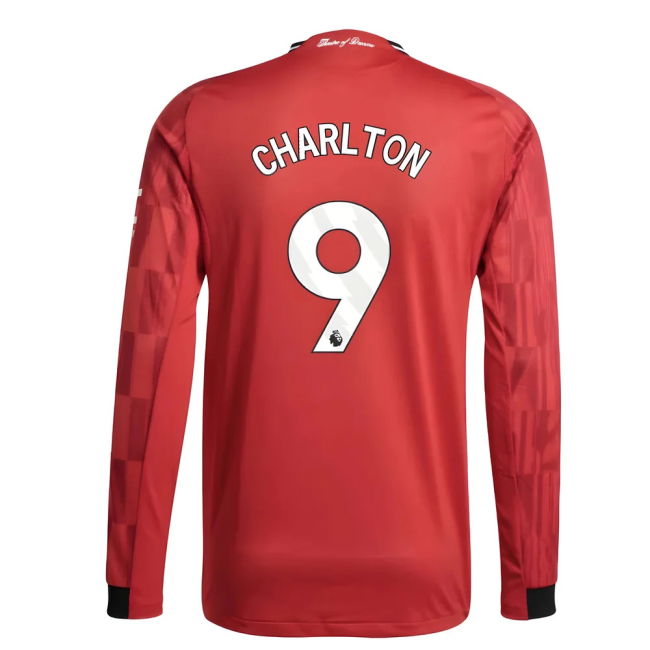2025-2026 Man Utd Authentic Long Sleeve Home Jersey (Charlton 9)