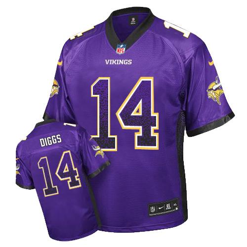 Authentic M V Vikings NFL #14 Stefon Diggs Elite Purple Jersey