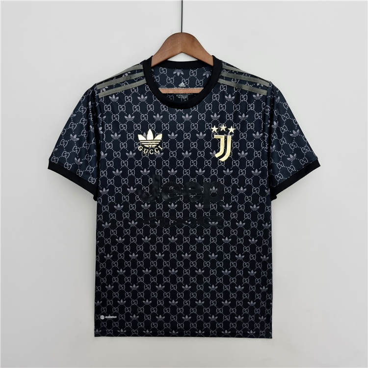 2223 Juventus Gucci Black Soccer Jersey Football Shirt - Official