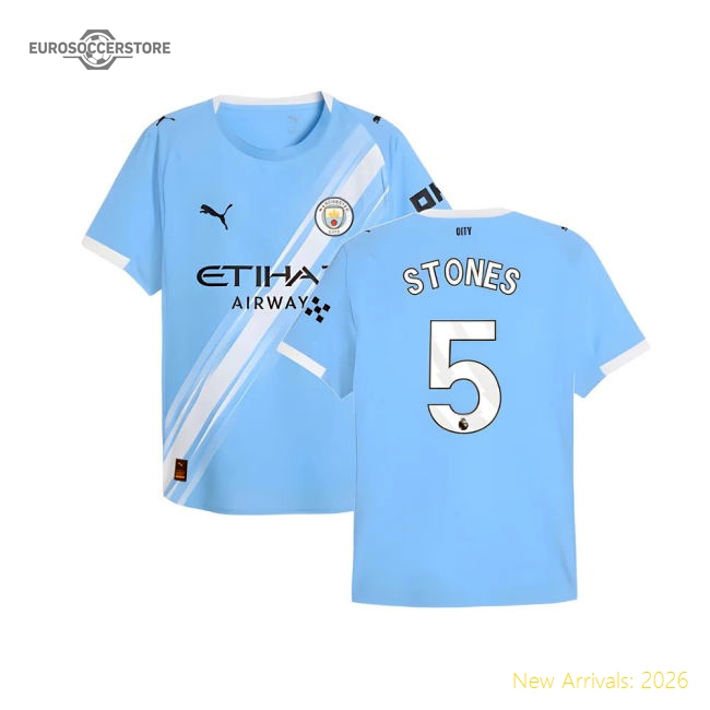 2025-2026 City Man Home Football Top (Stones 5) For Premier League Fans