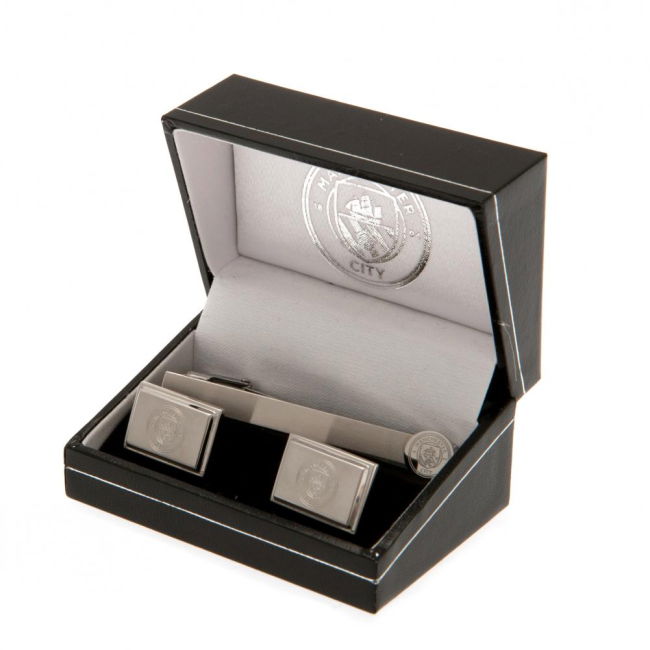 Premium Man City Manchester City FC Tie Slide & Cufflink Set