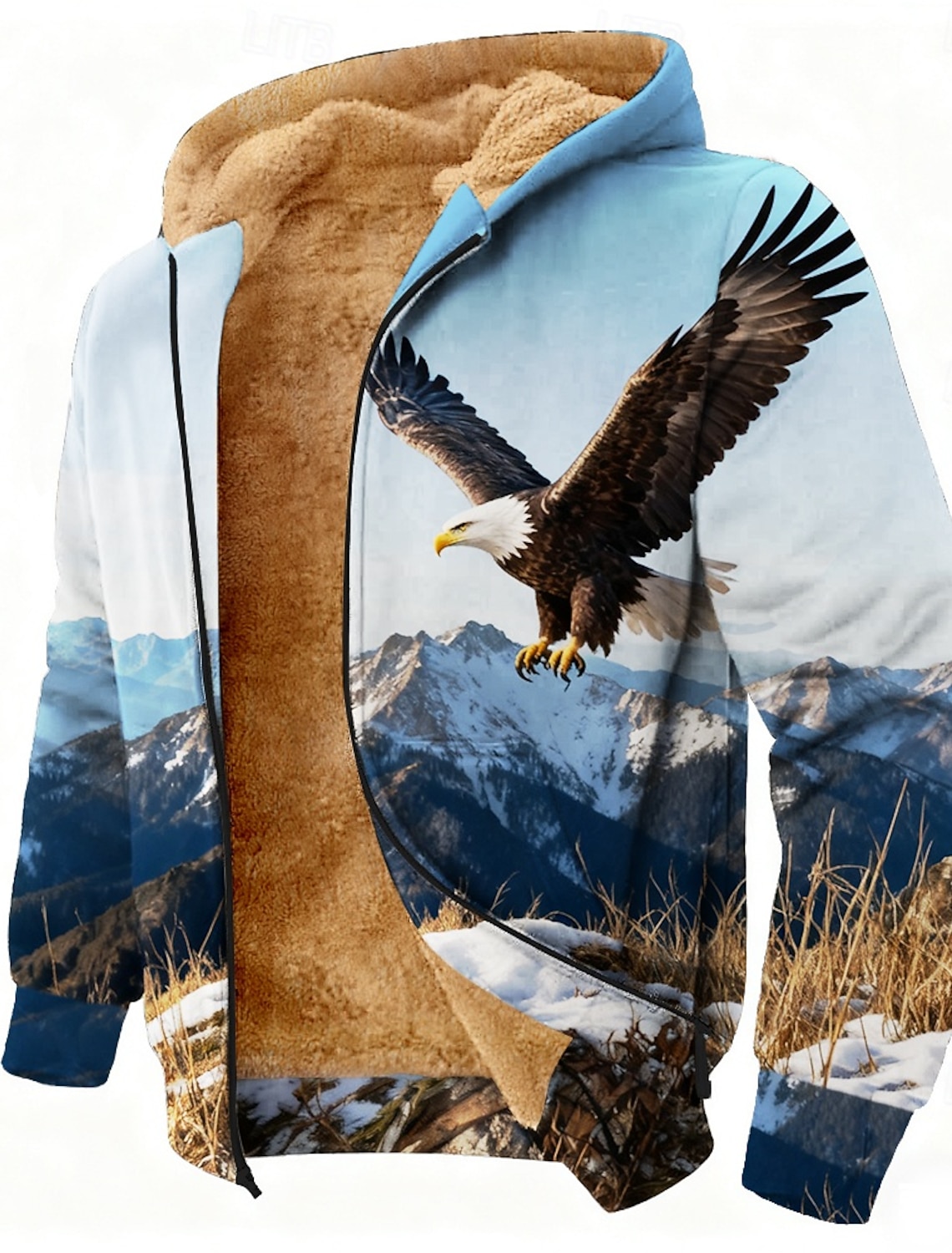 Men's Eagle Fleece Hoodie Jacket Sweatshirt Classic Military Hunting