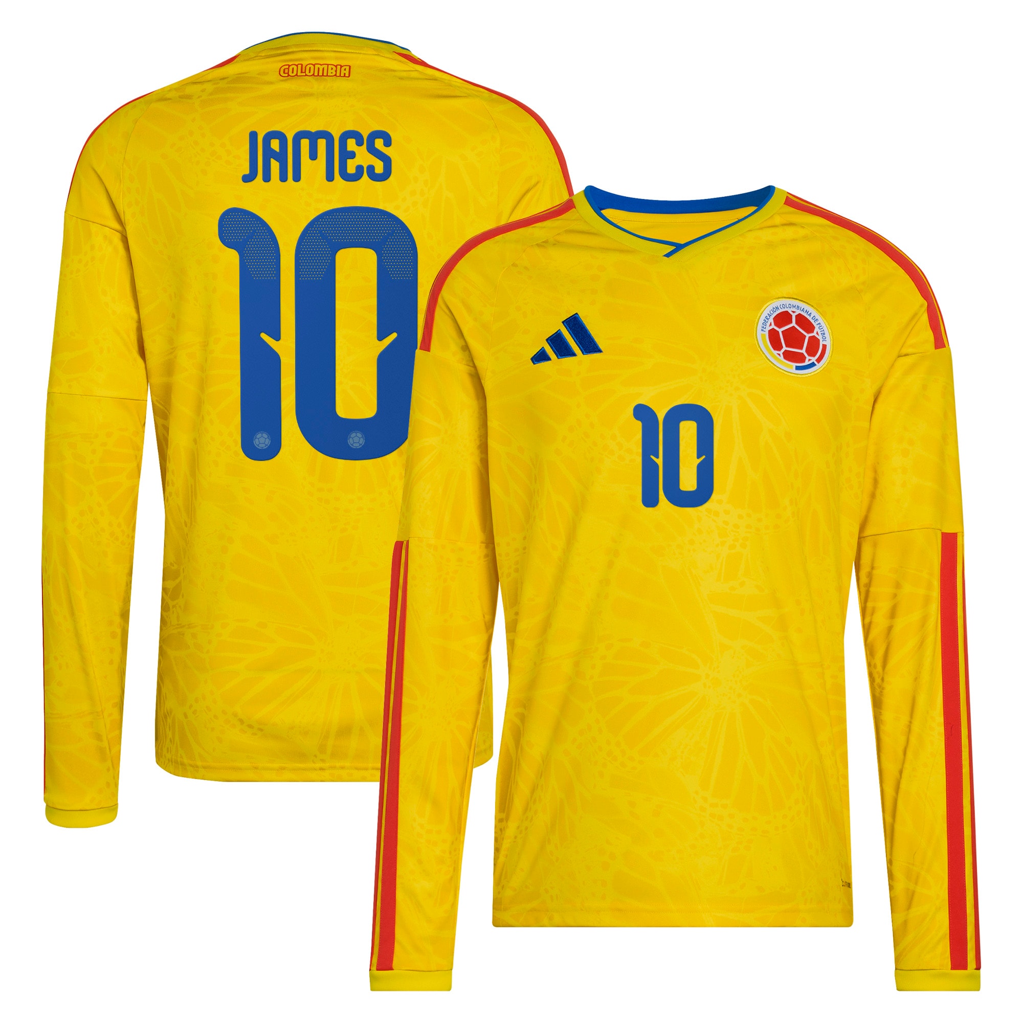 [JED] Youth James Rodriguez Colombia National Team 2026 Home Replica Long Sleeve Jersey - Yellow