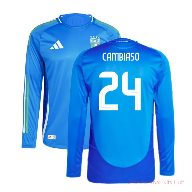 2024-2025 Italy Authentic Long Sleeve Home Shirt (CAMBIASO 24)