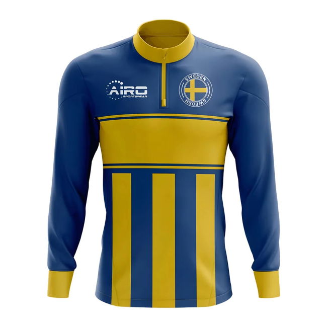 Soccer Sweden Concept Football Half Zip Midlayer Top (Blue-Yellow)